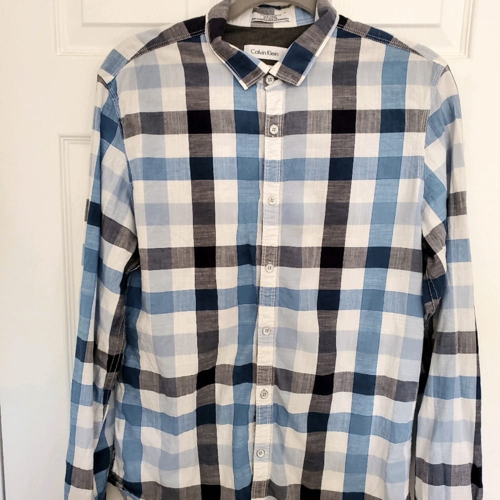 MEN'S Calvin Klein 100% Cotton Plaid Shirt…